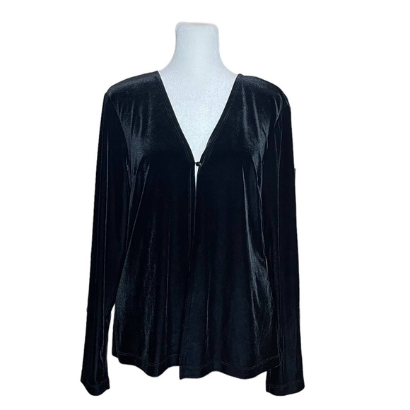 My Michelle Women's Velvet Velour 1 Button Open Front Cardigan Long Sleeve Large - Picture 1 of 12
